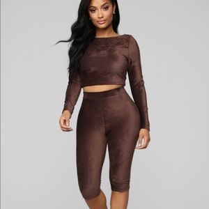 FN Brown Biker Short Set